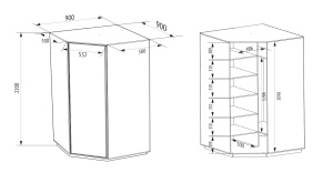 шкаф угловой  схема 2200