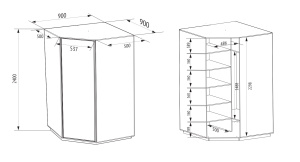 шкаф угловой  схема 2400